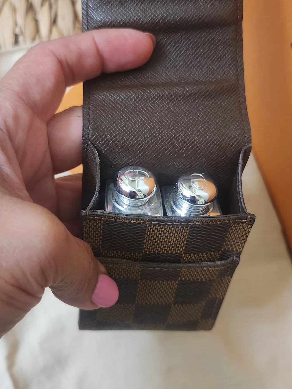Louis Vuitton Brown Damier Ebene Checkered Cosmetic Case